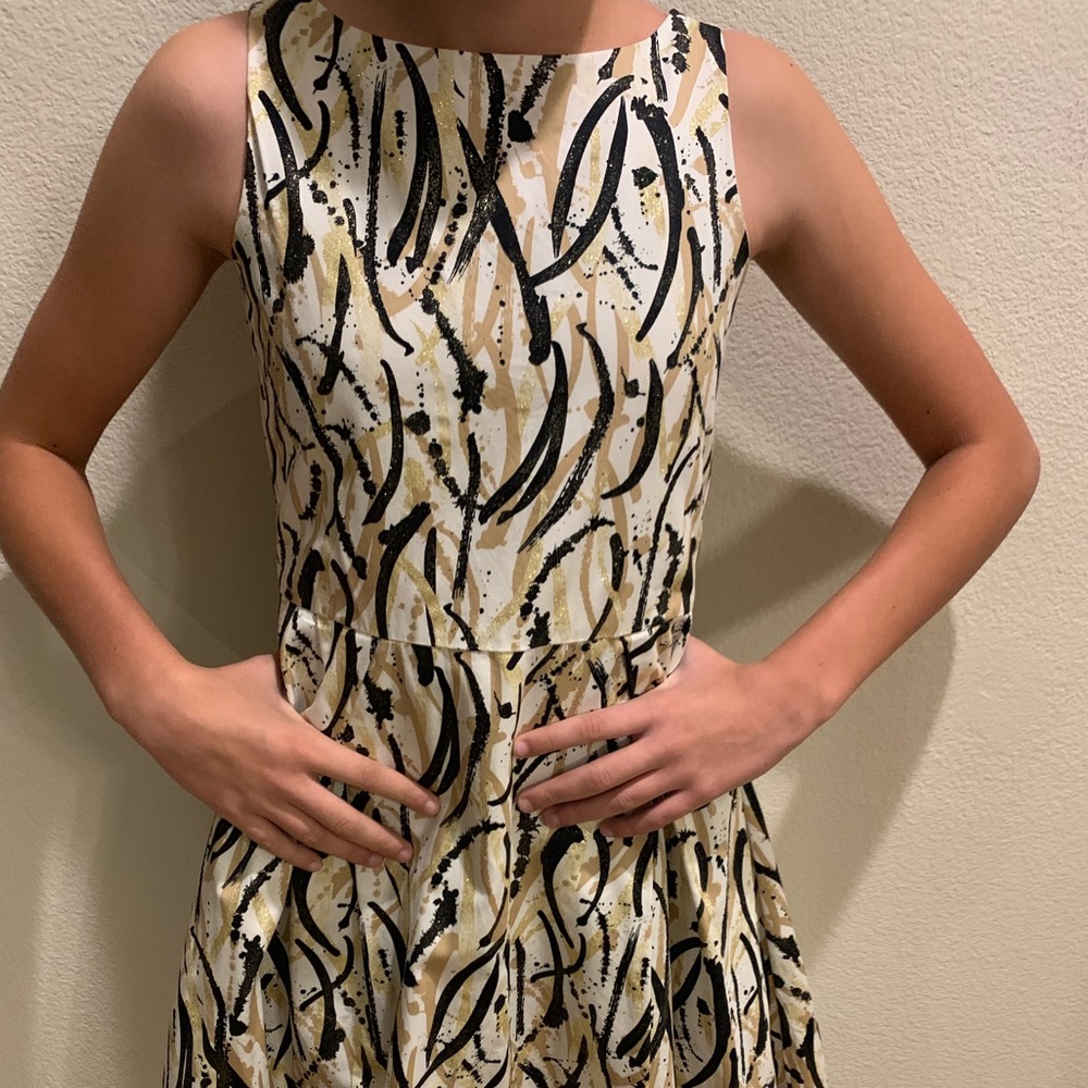 Crazy 8 Ivory, black and gold party dress Size 12